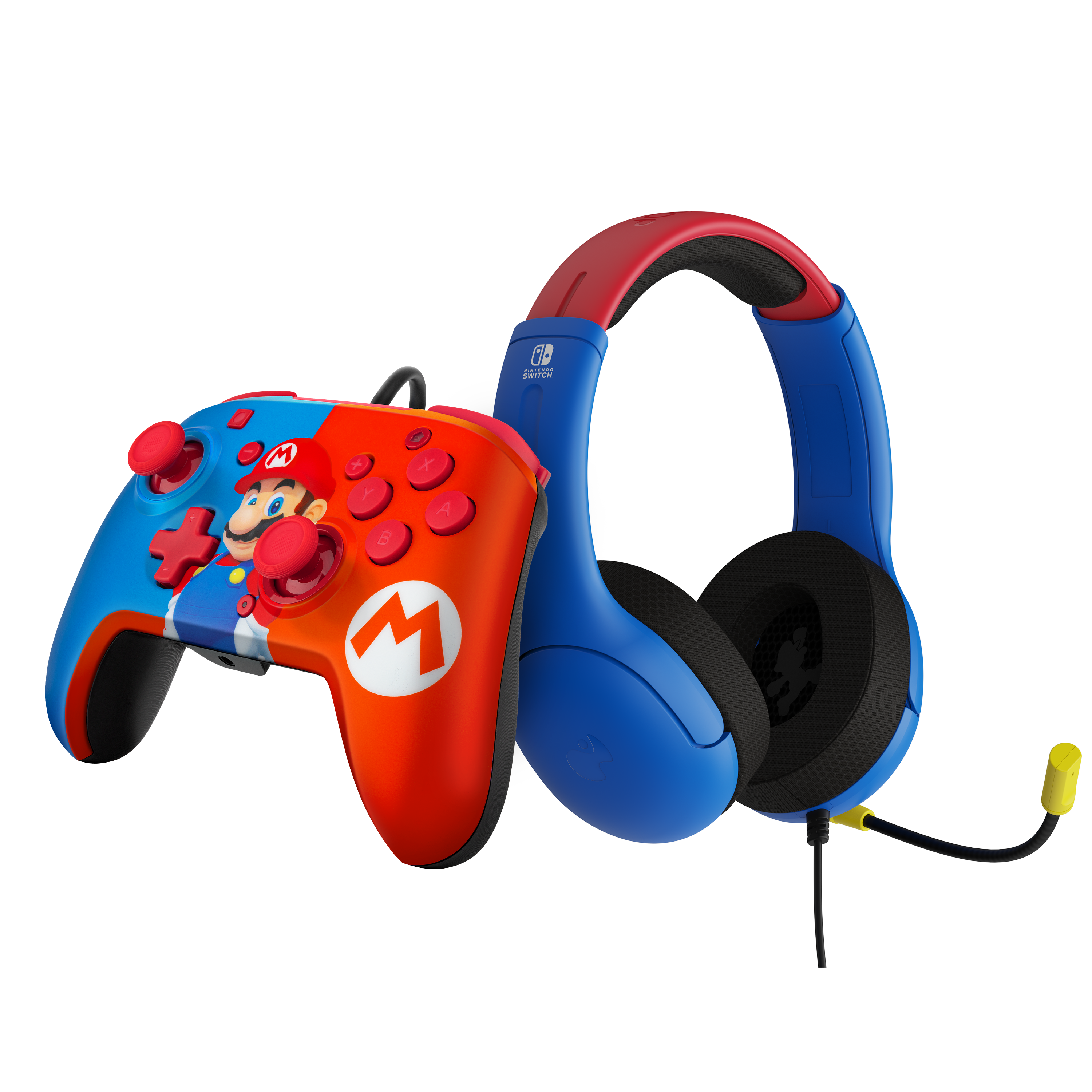 Nintendo AIRLITE Wired Headset & REMATCH Wired Controller Bundle: Denim  Dash by PDP