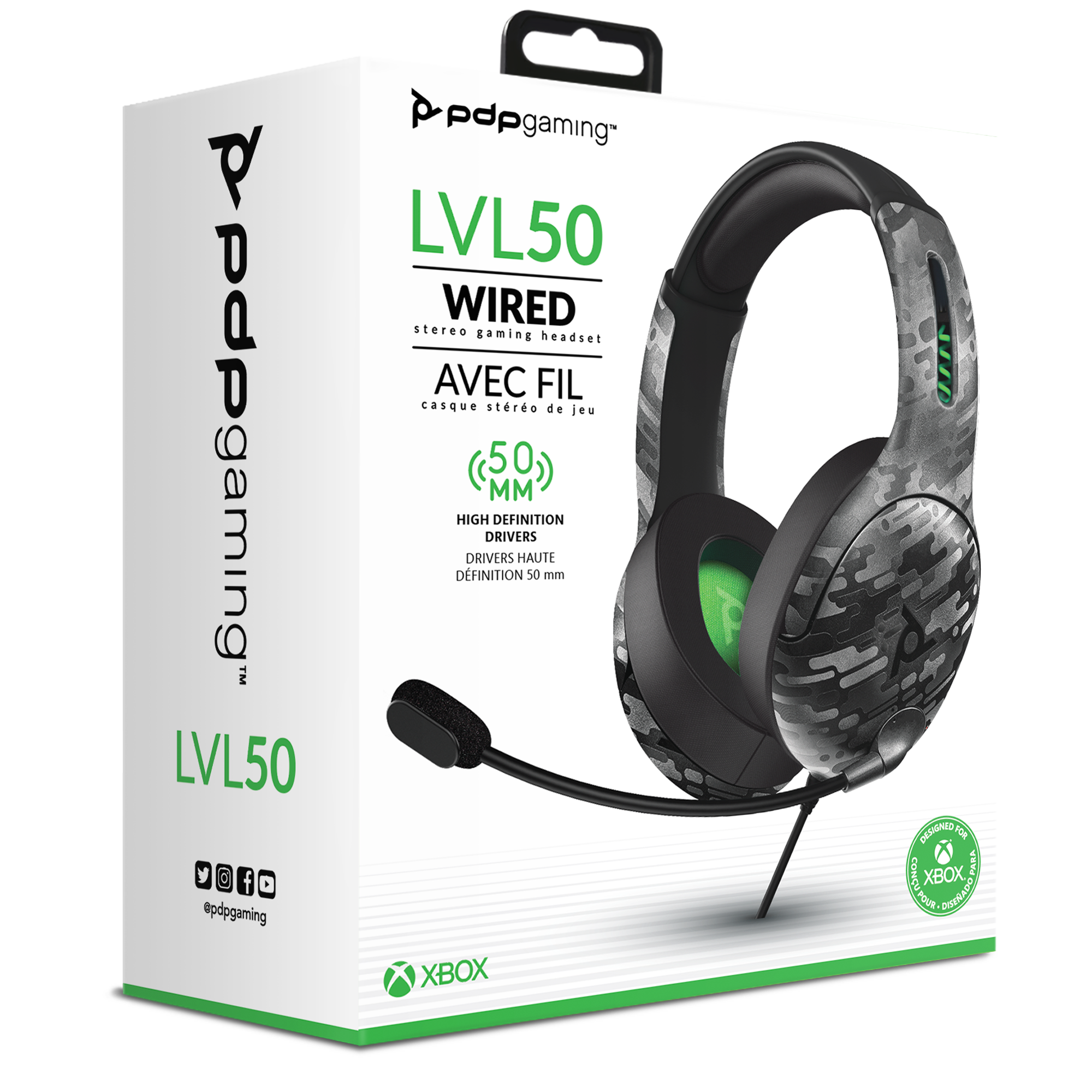 PDP LVL50 Wired Stereo Gaming Headset for Xbox One - Gray/Black Brand New