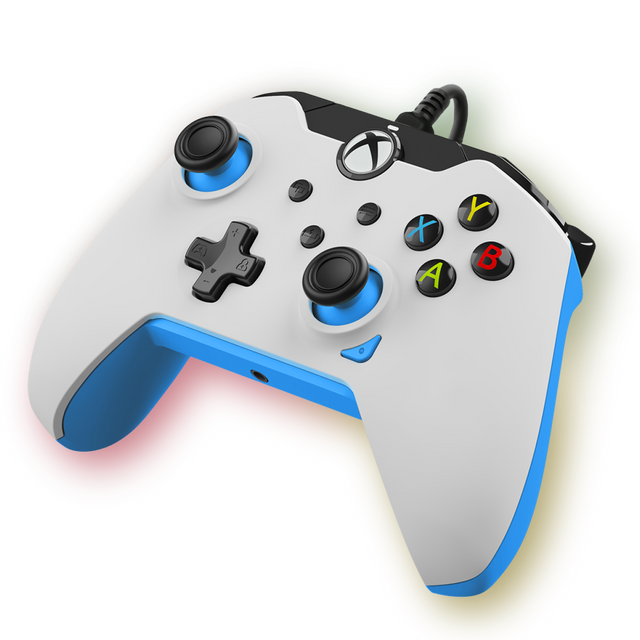 PDP Wired Xbox Game Controller - Licensed for Xbox Series X|S/Xbox One/PC,  Dual Vibration Gamepad, App Supported - Ion White/Blue ( Exclusive)
