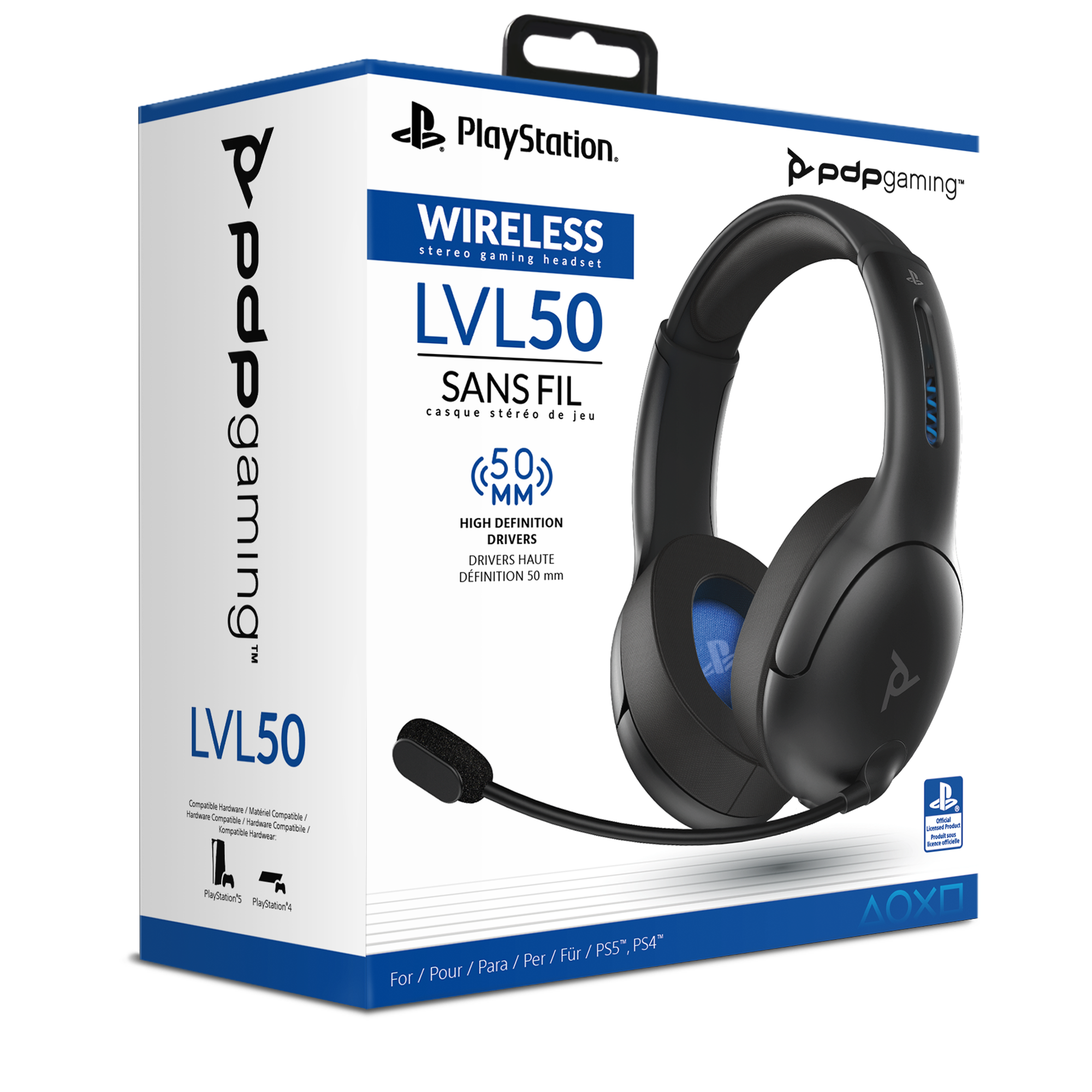 PlayStation 4/5 & PC Black LVL50 Wireless Headset by PDP