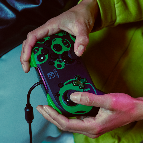 Zoomed image of a green controller 